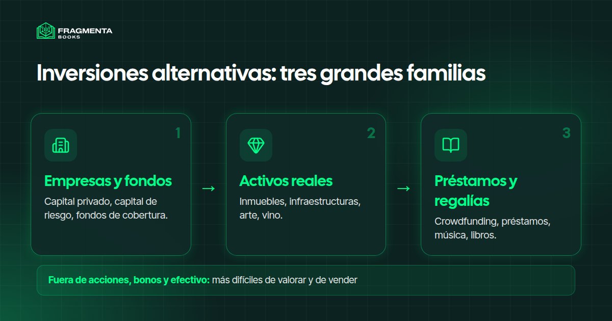 Inversiones alternativas: las familias principales comparadas con las inversiones tradicionales