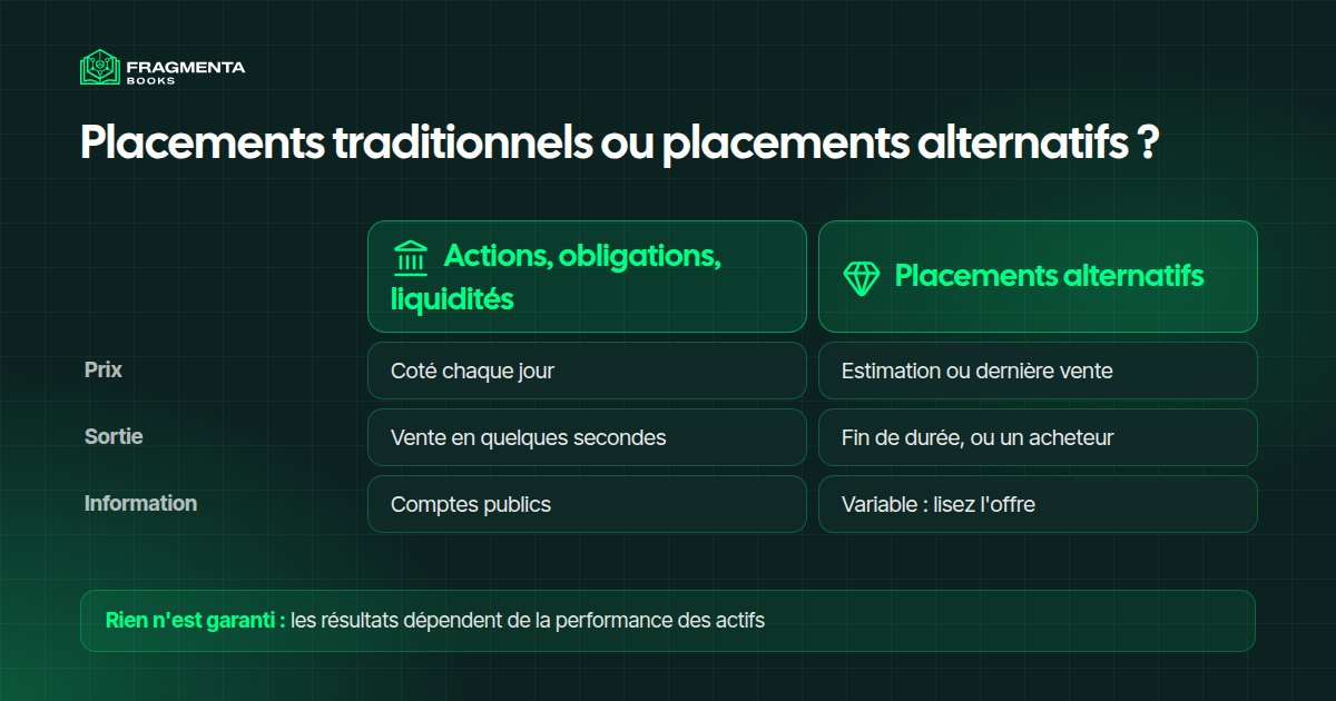 Placement alternatif comparé aux placements traditionnels : prix, sortie et information