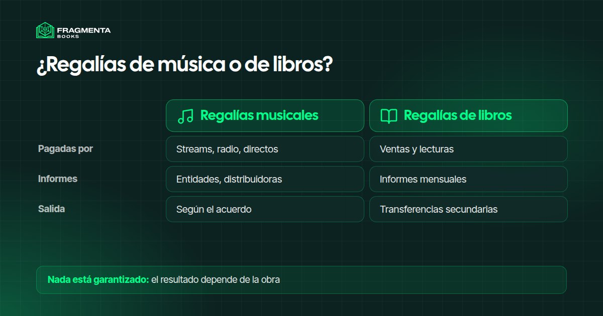 Regalías de música o regalías de libros, comparadas