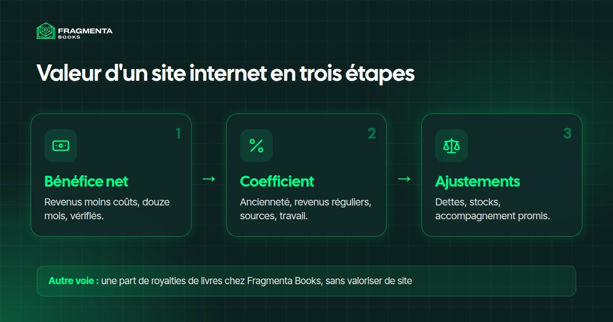 Valeur d'un site internet en trois étapes : bénéfice net, coefficient et ajustements