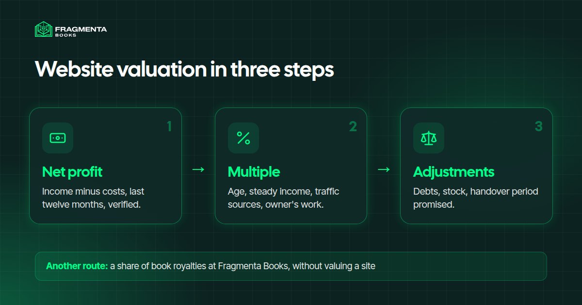 Website valuation in three steps: net profit, multiple and adjustments